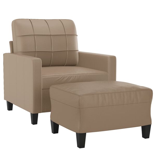 vidaXL Sofa Chair with Footstool Cappuccino 60 cm Faux Leather