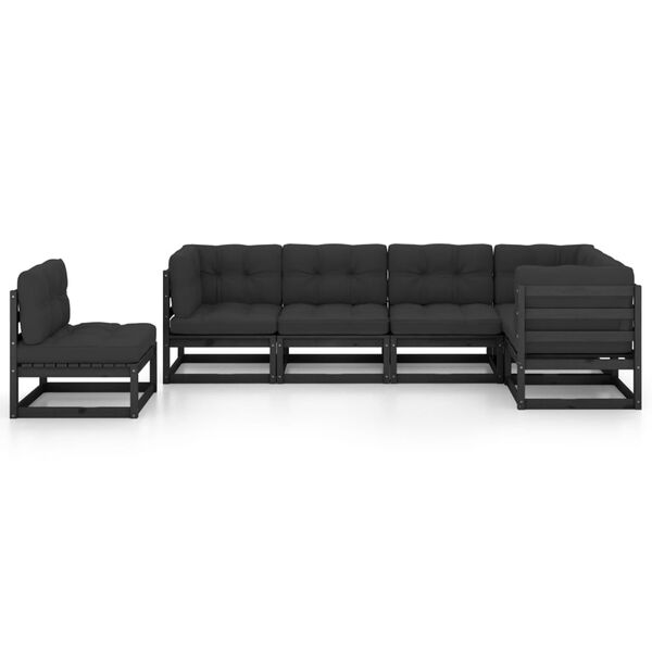vidaXL 6 Piece Garden Lounge Set with Cushions Solid Pinewood