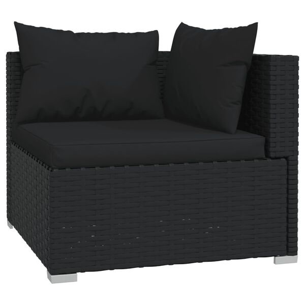 vidaXL 4 Piece Garden Lounge Set with Cushions Poly Rattan Black
