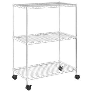 vidaXL 3-Tier Storage Rack with Wheels 60x35x81 cm Chrome 150 kg