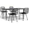 vidaXL 5 Piece Garden Dining Set Black Poly Rattan