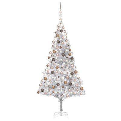 vidaXL Artificial Pre-lit Christmas Tree with Ball Set Silver 240 cm PET