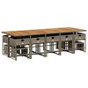 vidaXL 15 Piece Garden Dining Set with Cushions Grey Poly Rattan