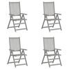 vidaXL Garden Reclining Chairs 4 pcs Grey Solid Acacia Wood