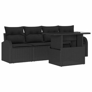 vidaXL Garden Sofa Set 5 pcs Black Poly Rattan