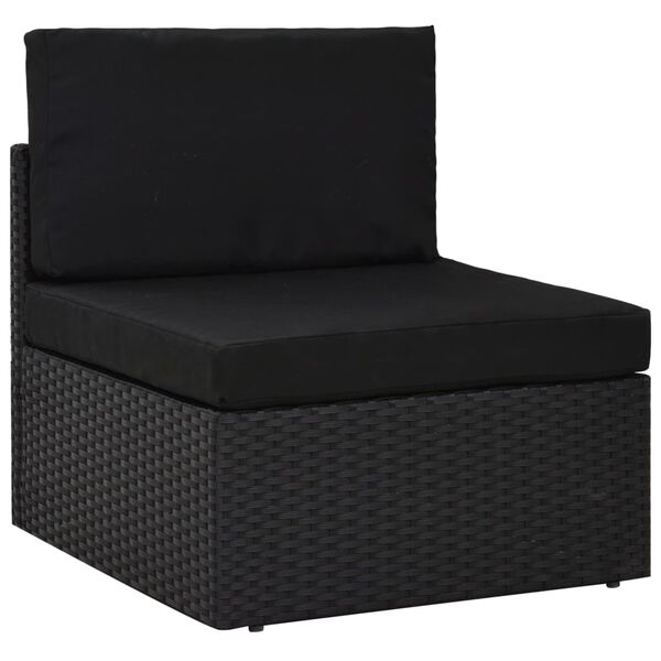 vidaXL 10 Piece Garden Lounge Set with Cushions Black Poly Rattan