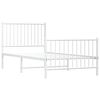 vidaXL Metal Bed Frame without Mattress with Footboard White 90x190cm