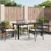 vidaXL 5 Piece Garden Dining Set with Cushions Black Poly Rattan