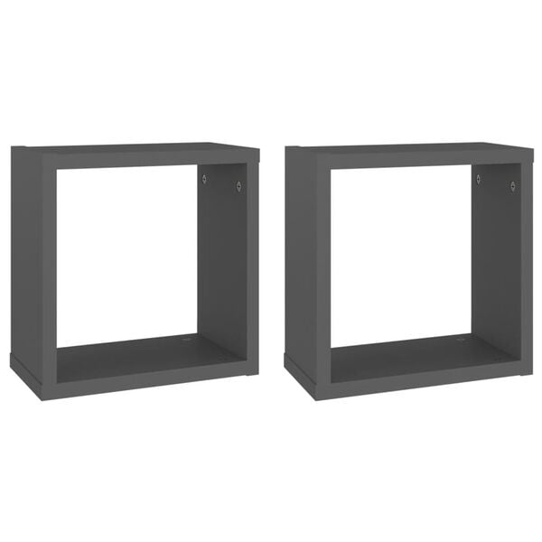 vidaXL Wall Cube Shelves 2 pcs Grey 30x15x30 cm