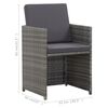 vidaXL 17 Piece Outdoor Dining Set with Cushions Poly Rattan Grey