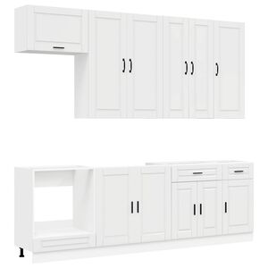 vidaXL Kitchen Unit PORTO 8 pcs High Gloss White Engineered Wood