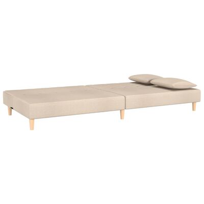 vidaXL 2-Seater Sofa Bed with Two Pillows Cream Fabric