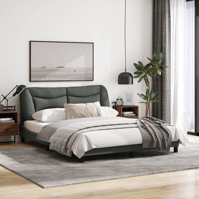 vidaXL Bed Frame with LED Light Dark Grey 152x203 cm Fabric