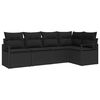 vidaXL Sofa Set with Cushion with Storage 5 pcs Black Poly Rattan
