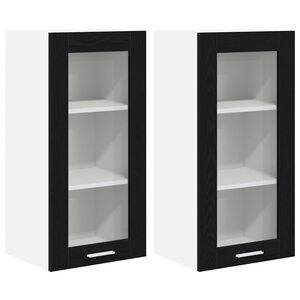 vidaXL Hanging Cabinet 2 pcs Black Oak 40 x 31 x 80 cm Engineered Wood