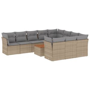 vidaXL 11 Piece Garden Sofa Set with Cushions Mix Beige Poly Rattan