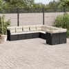 vidaXL 10 Piece Garden Sofa Set with Cushions Black Poly Rattan