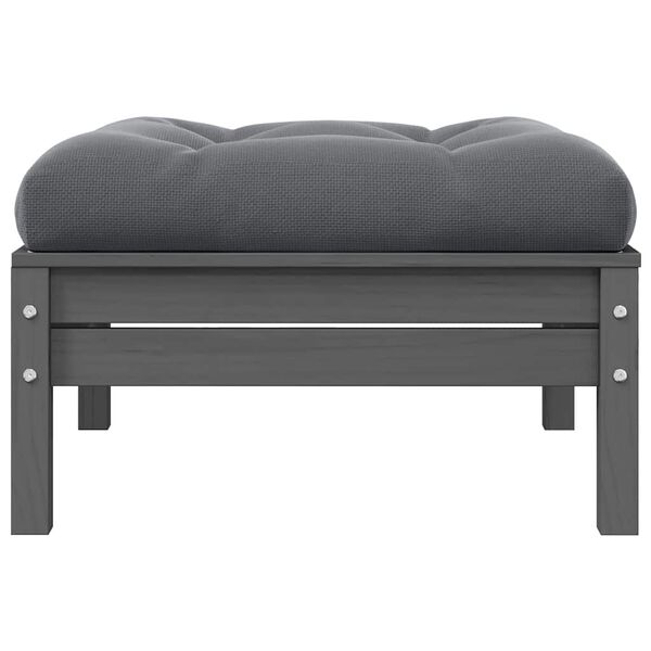 vidaXL Garden Footstool with Anthracite Cushion Grey Solid Pinewood