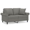 vidaXL 2-Seater Sofa with Pillows&Cushions Dark Grey 120 cm Fabric