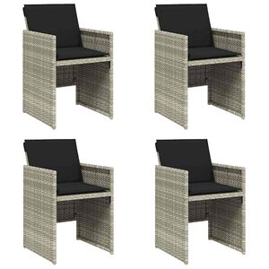 vidaXL Garden Chairs with Cushions 4 pcs Light Grey Poly Rattan