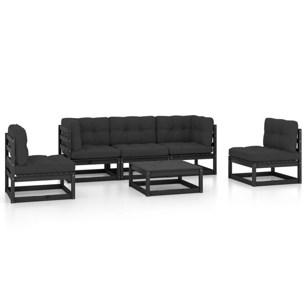 vidaXL 6 Piece Garden Lounge Set with Cushions Solid Pinewood