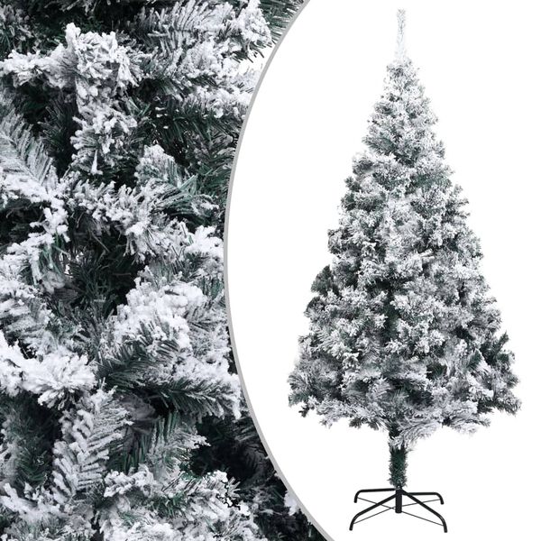 vidaXL Artificial Pre-lit Christmas Tree with Flocked Snow Green 400cm PVC