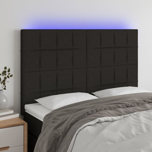 vidaXL LED Headboard Black 144 cm Fabric
