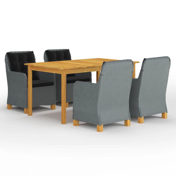 vidaXL 5 Piece Garden Dining Set Light Grey