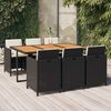 vidaXL 7 Piece Garden Dining Set with Cushions Poly Rattan Black