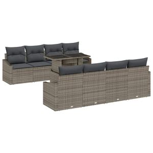 vidaXL Garden Sofa Set 7 pcs Grey Poly Rattan