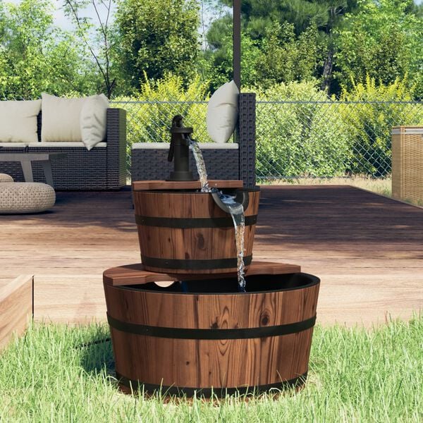 vidaXL Water Fountain with Pump 44.5x44.5x58 cm Solid Wood Fir