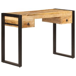 vidaXL Desk | Brown, Black | Solid Mango Wood, Powder-Coated Steel