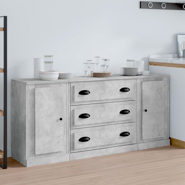 vidaXL Sideboards 3 pcs Concrete Grey Engineered Wood