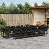 vidaXL 17 Piece Garden Dining Set with Cushions Black Poly Rattan