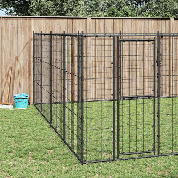 vidaXL Outdoor Dog Kennel Steel 33.88 m²