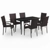 vidaXL 7 Piece Garden Dining Set Brown and Black