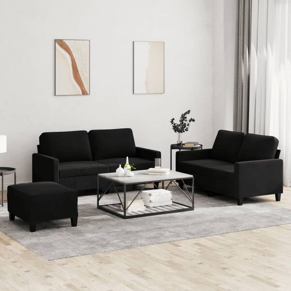 vidaXL 3 Piece Sofa Set with Cushions Black Velvet