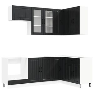 vidaXL Kitchen Unit LUCCA 8 pcs Black Engineered Wood