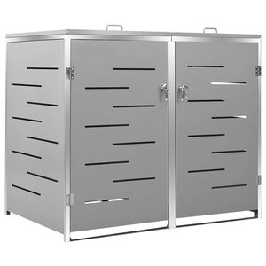 vidaXL Double Wheelie Bin Shed 138x77.5x115 cm Stainless Steel
