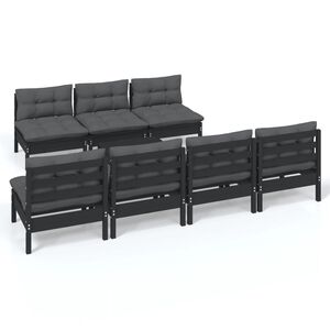 vidaXL 8 Piece Garden Lounge Set with Anthracite Cushions Pinewood