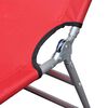 vidaXL Folding Sun Lounger with Head Cushion Powder-coated Steel Red