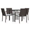 vidaXL 5 Piece Garden Dining Set with Cushions Poly Rattan and Steel