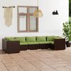 vidaXL 7 Piece Garden Lounge Set with Cushions Poly Rattan Brown
