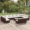 vidaXL 13 Piece Garden Lounge Set with Cushions Brown Poly Rattan