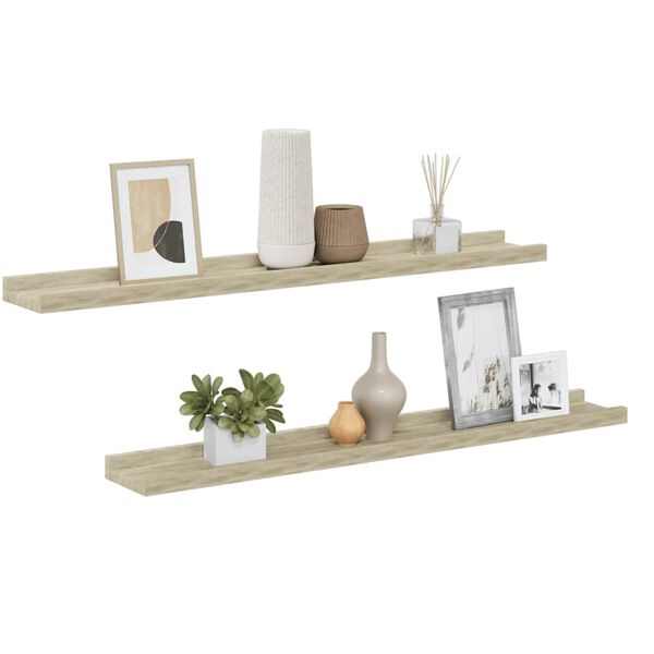 vidaXL Wall Shelves 2 pcs Sonoma Oak 80x9x3 cm