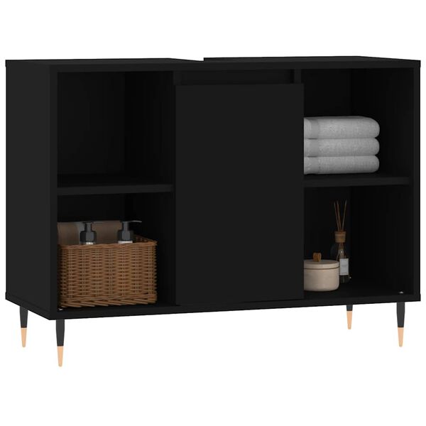 vidaXL Bathroom Cabinet Black 80x33x60 cm Engineered Wood