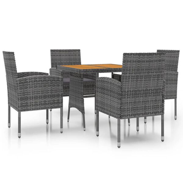 vidaXL 5 Piece Outdoor Dining Set Poly Rattan Grey