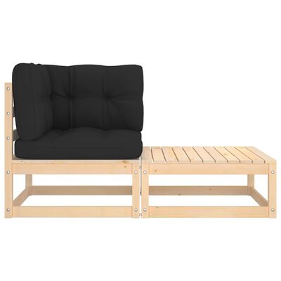 vidaXL 2 Piece Garden Lounge Set with Cushions Solid Pinewood