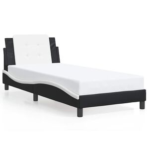 vidaXL Bed Frame without Mattress "Zadar" Black and White 90x190 cm Fabric