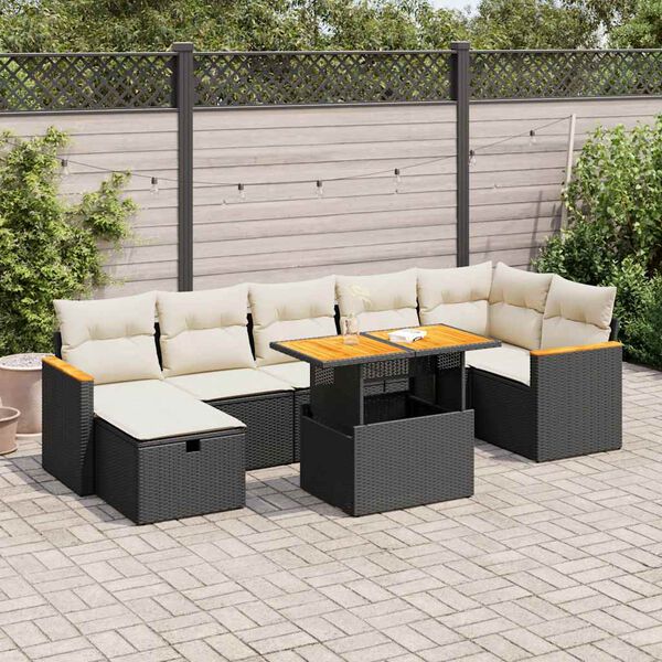 vidaXL 5 Piece Garden Sofa Set with Cushions Black Poly Rattan